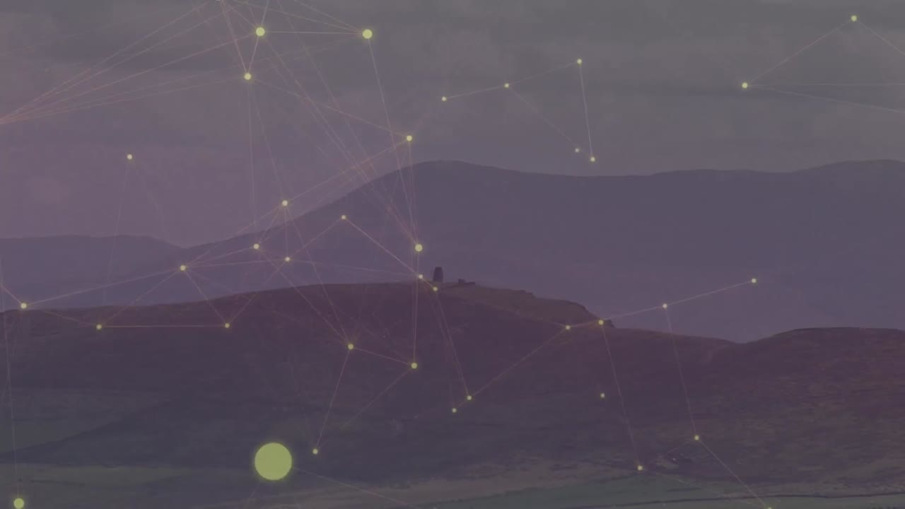 animación de la red de conexiones sobre el paisaje