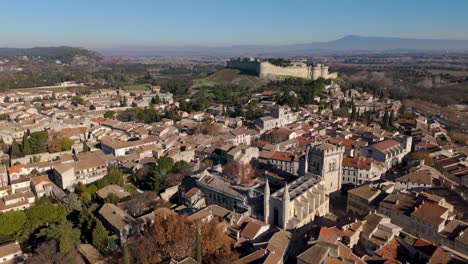 Aerial-view-of-Fort-St-André-in-Avignon,-France