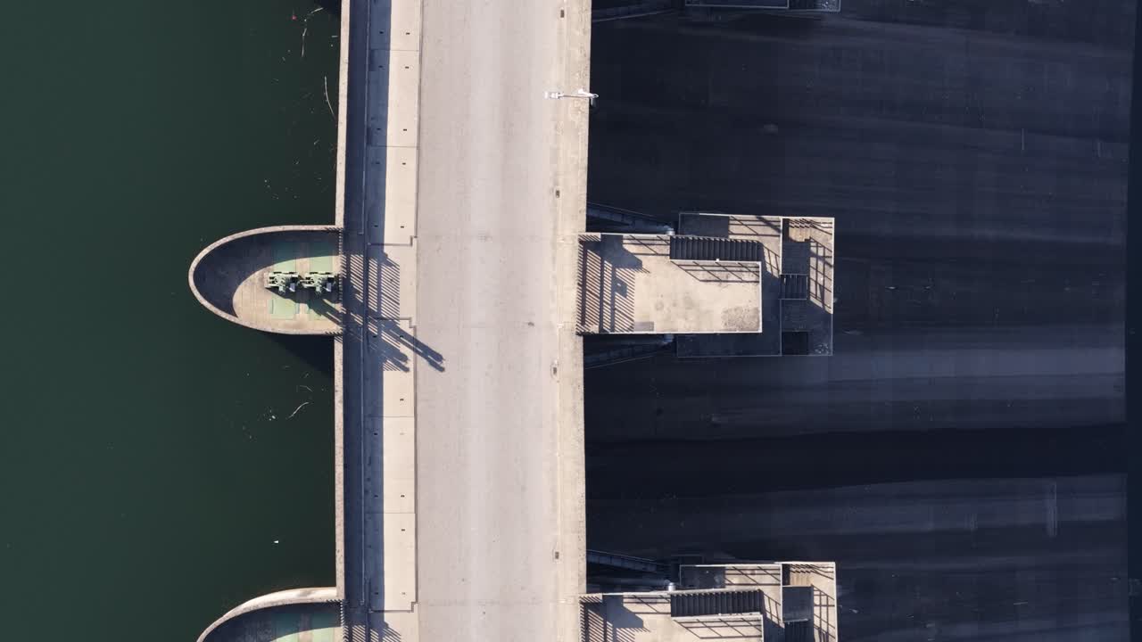 Aerial view of dam with zoom lens