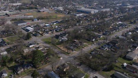 aerial drone footage flying over a neighborhood in chattanooga, tn.