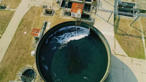 Sewage-water-treatment-process---Aerial-drone-close-up-shot