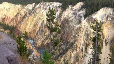 yellow-colored cliffs of the grand canyon of yellowstone