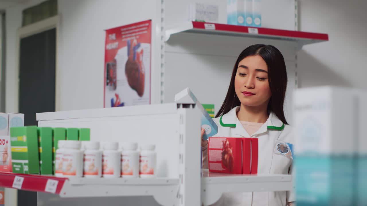 Pharmacist at a pharmacy helping a customer