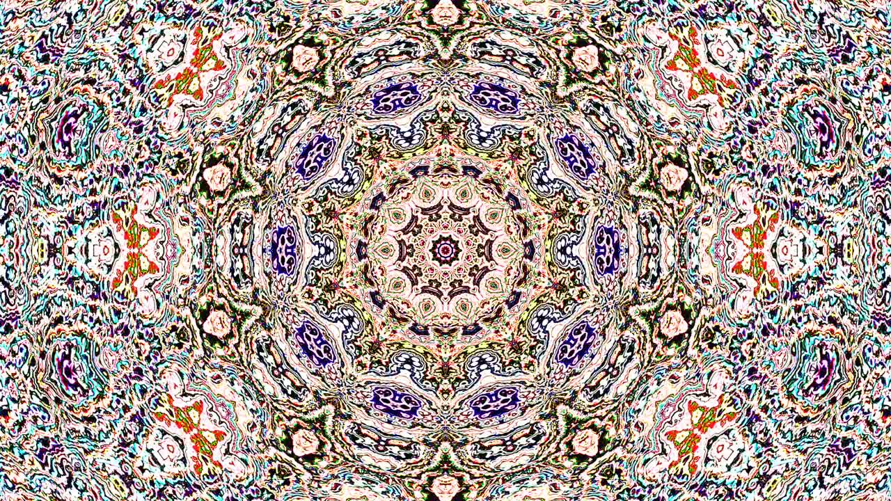 forma redonda animada de luces intermitentes multicolores, sobre un fondo negro