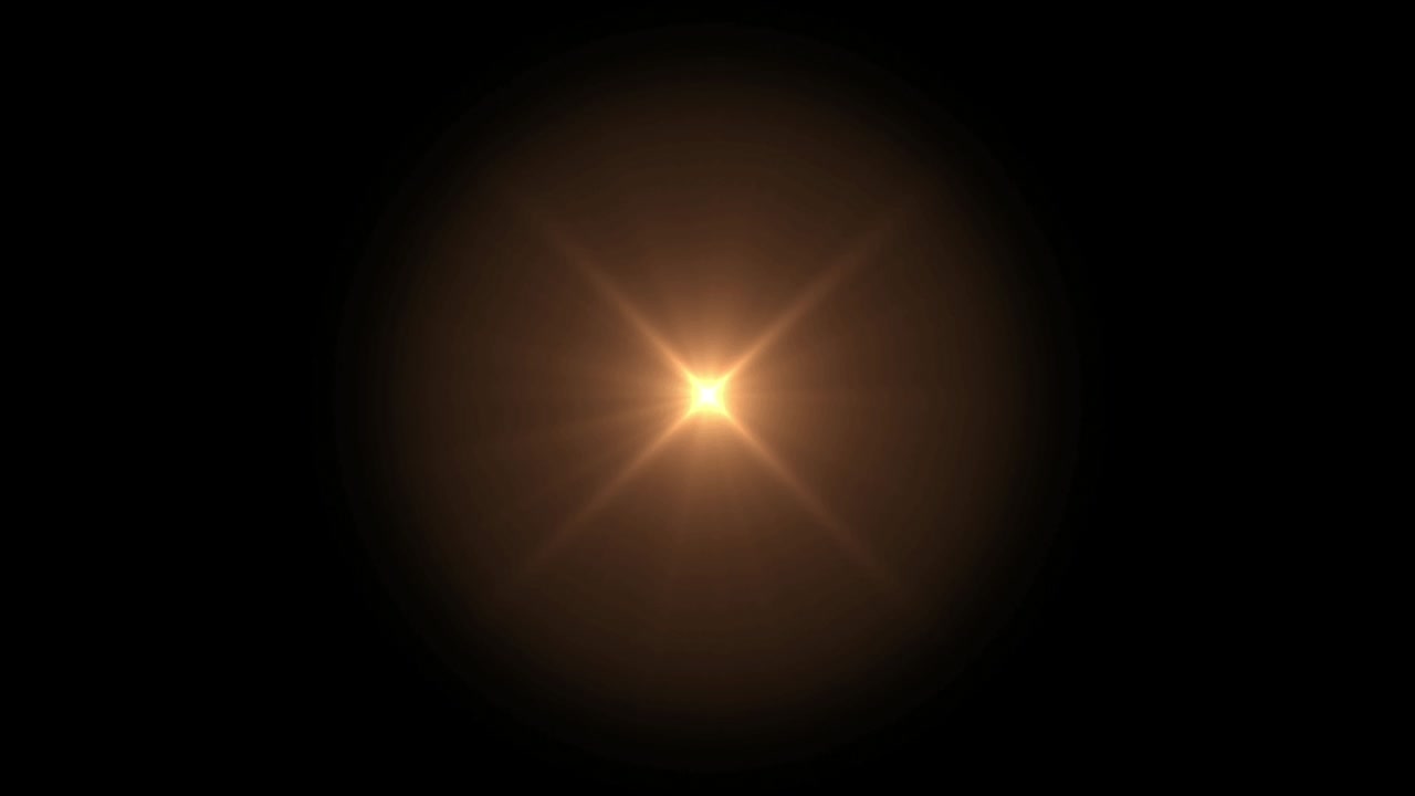 el destello realista de la lente de luz sobre un fondo negro.