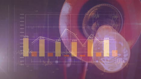 animación del procesamiento de datos financieros sobre una bombilla