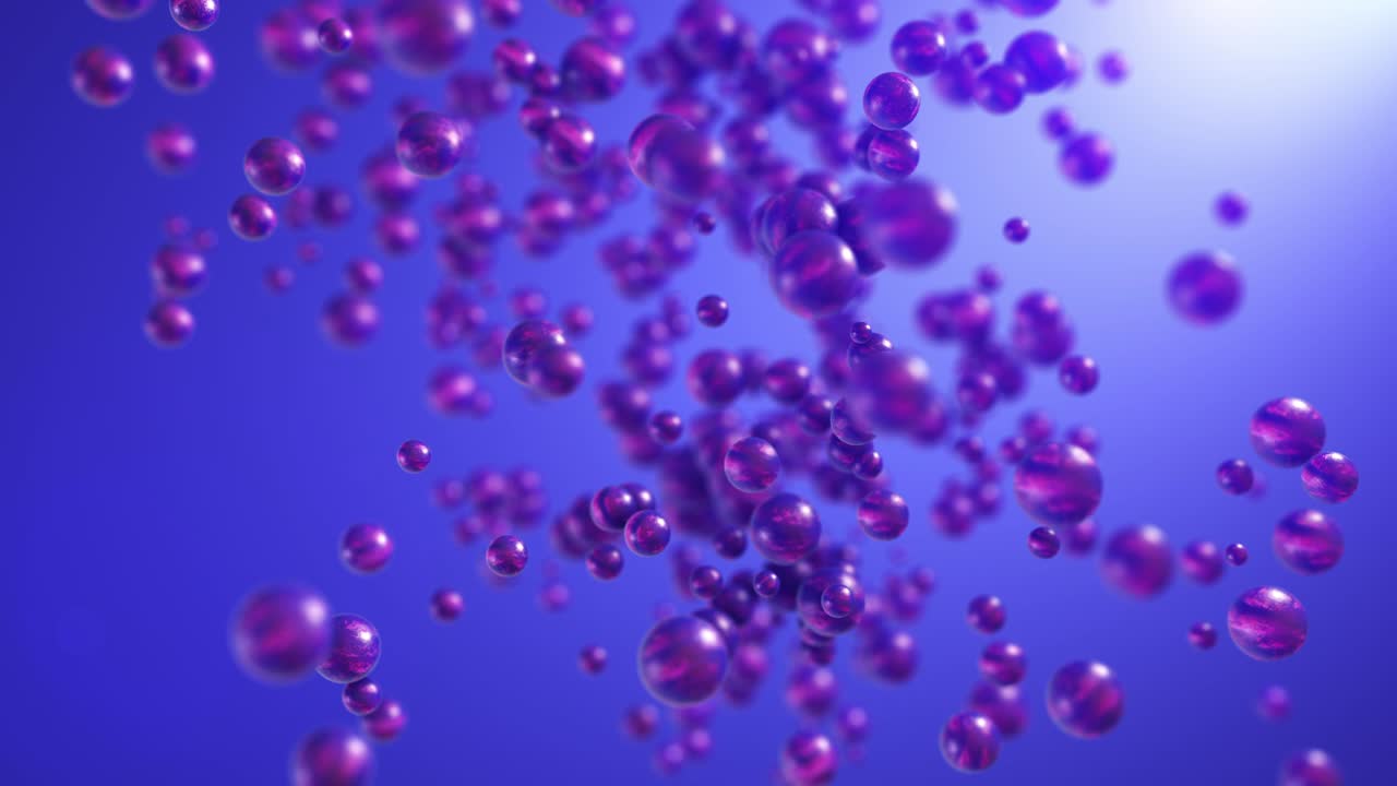 3d 공간에서 천천히 움직이는 어리 질감의 반이는 금속 공