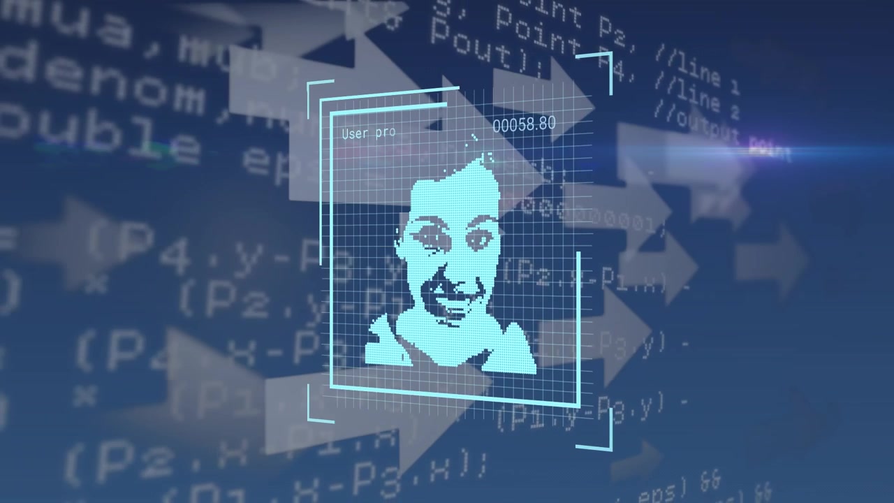 Animation of arrows, user icons and data processing on navy background