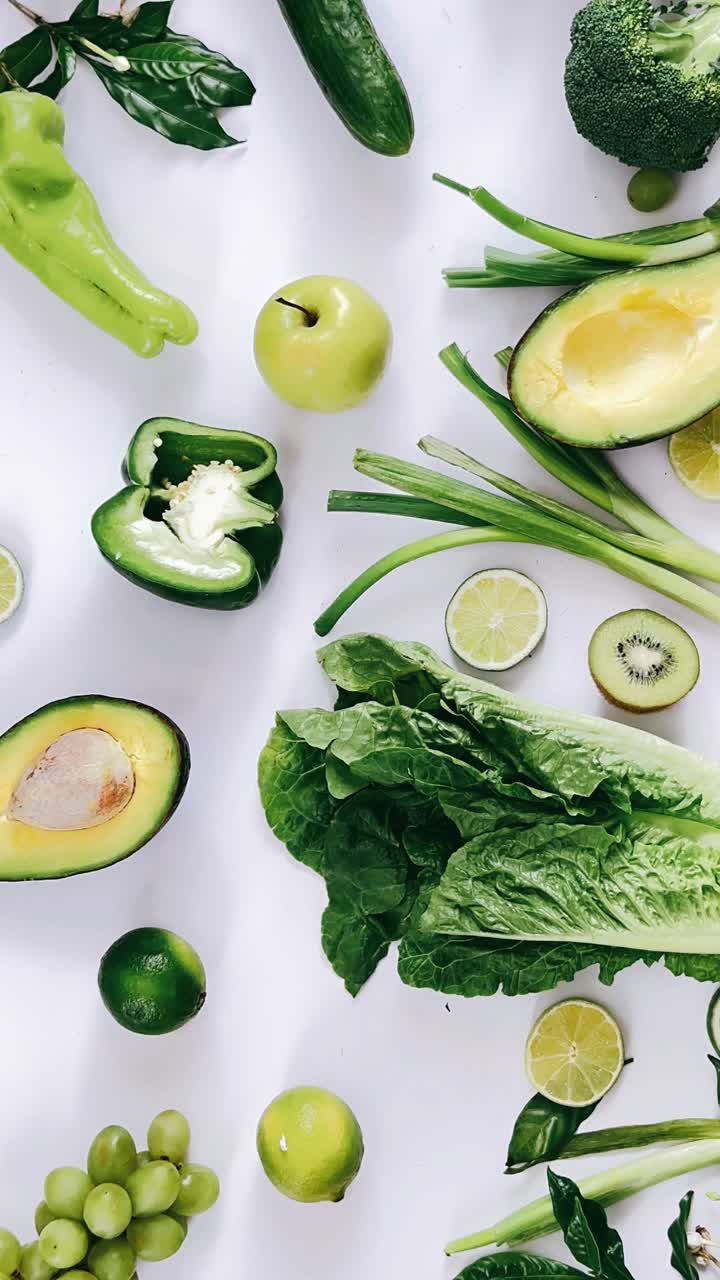 Assortment of Fresh Green Fruits and Vegetables