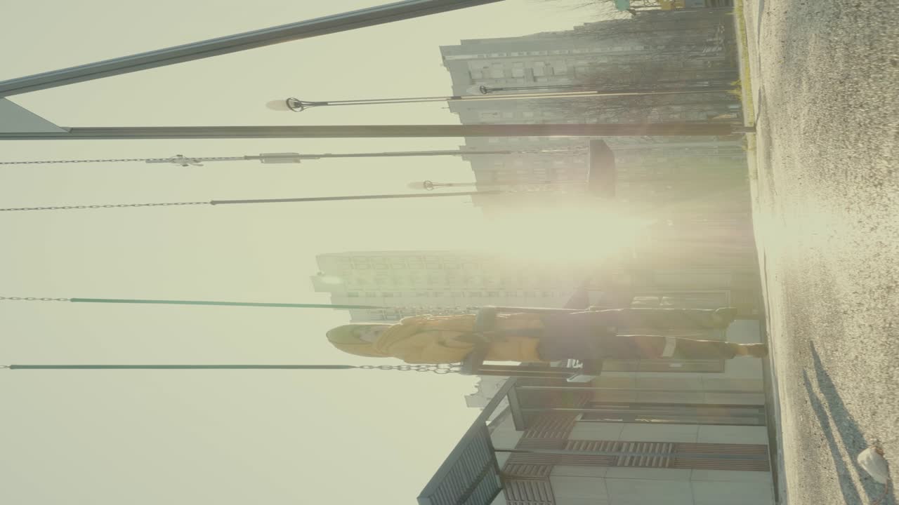Child on a swing in a playground