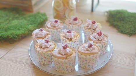 delicious tasty individual sponge cupcakes, celebration ceremonial food