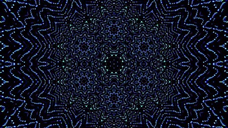 light wave abstract dots set blue color kaleidoscope black background