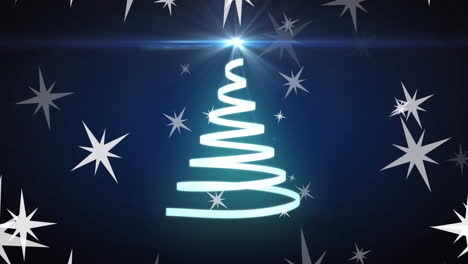 animación de estrellas cayendo sobre el árbol de navidad