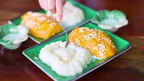 mango sticky rice with sesame