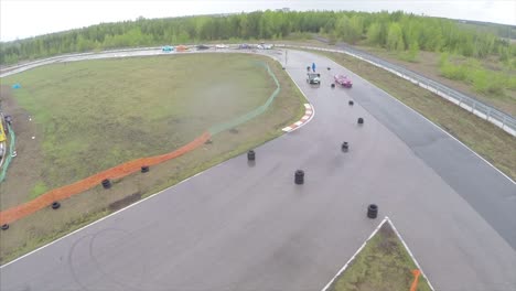 drifting competition on a wet race track