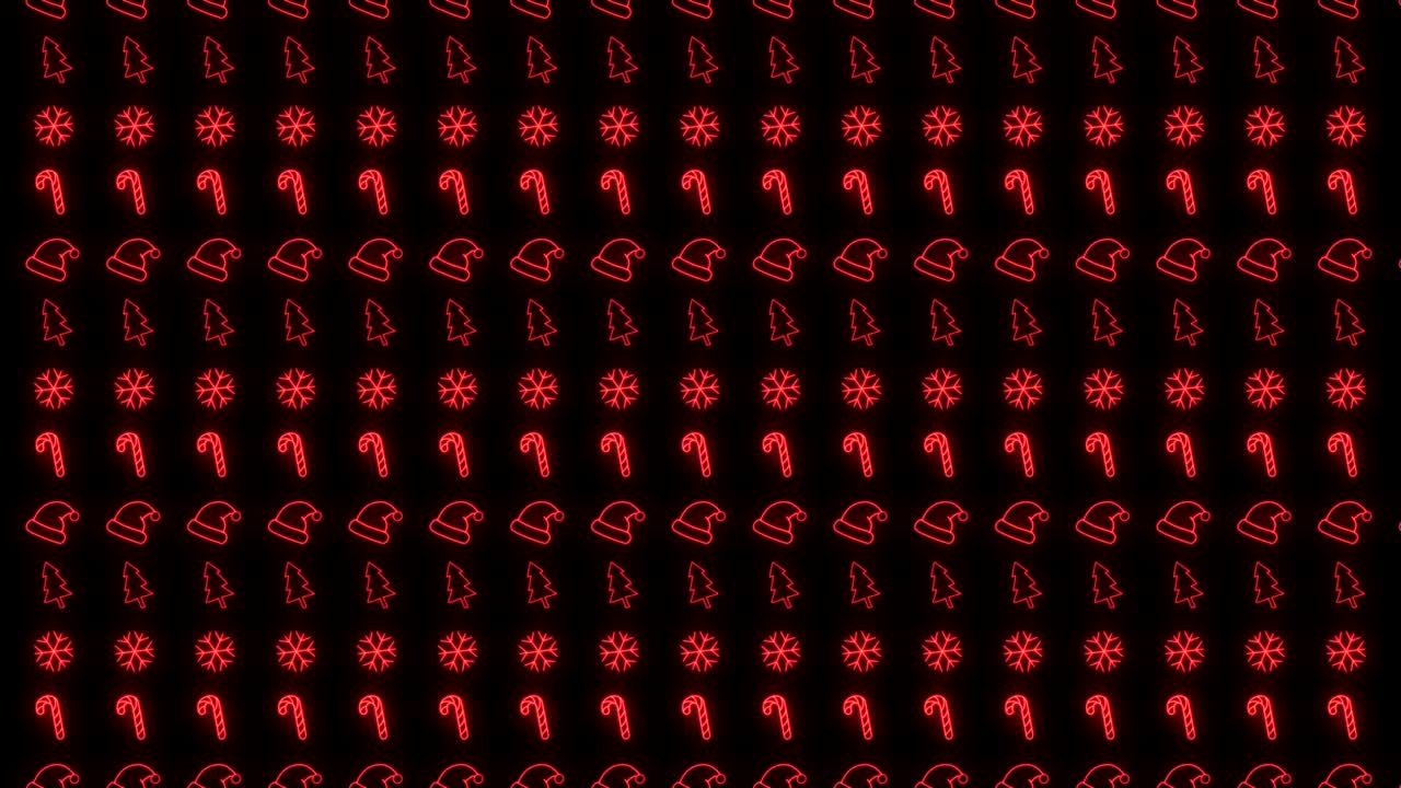 Red Neon Christmas Pattern Background