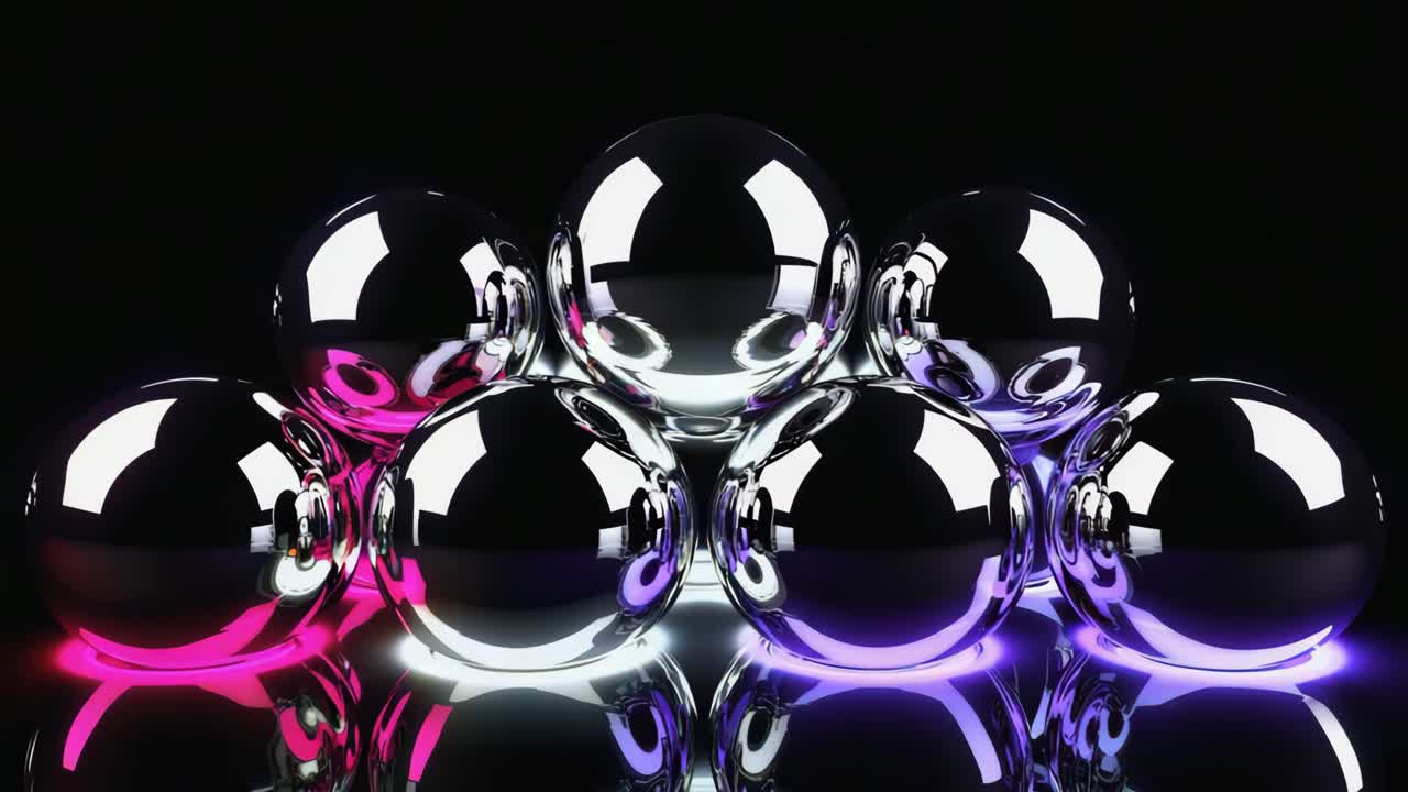 Glowing Metallic Spheres with Colorful Reflections