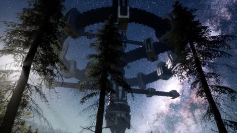 ovni sobrevolando el bosque