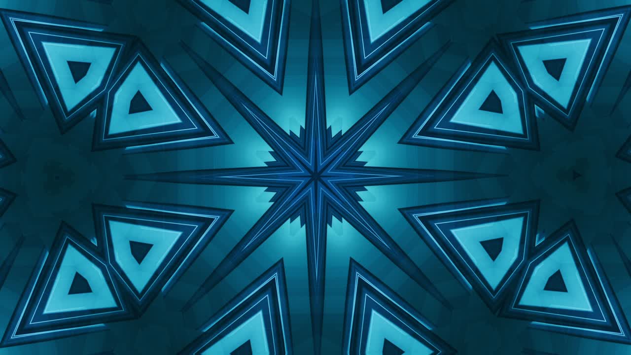 Abstrato de estrela futurista, elegante e ultra-moderno - minimalismo hipnótico, fundo de corredor de caleidoscópio em loop contínuo - ótimo para psychill melódico relaxante, vídeos de música VJ chillout em time lapse
