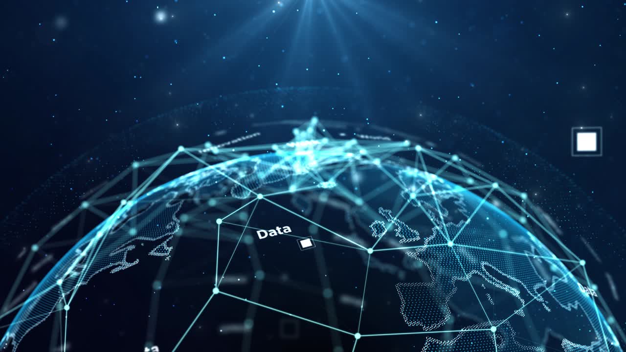 아름다운 글로벌 비즈니스 네트워크는 공간에서 원활하게 회전합니다. looped 3d anima