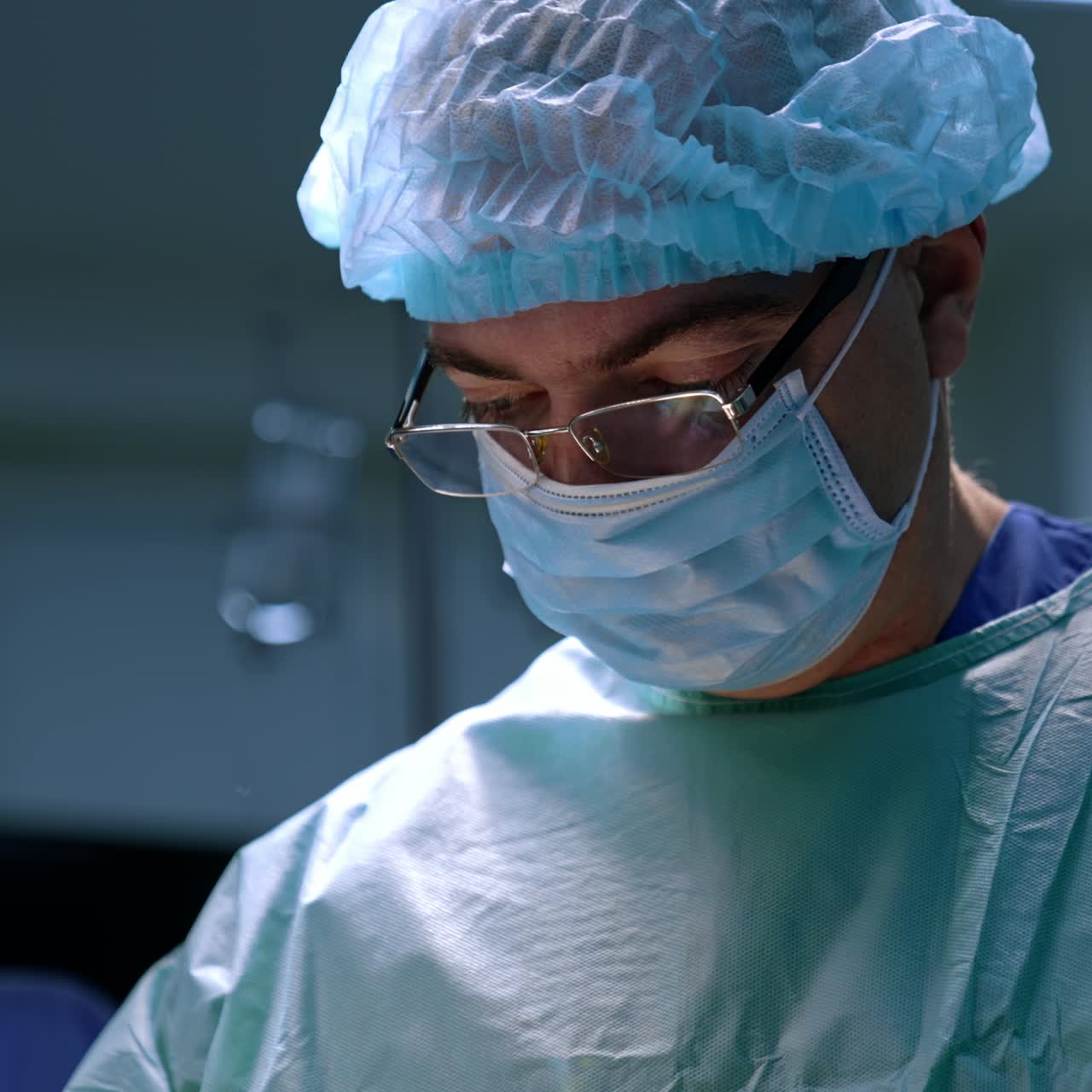 Sterile surgery professional doctor. Emergency specialist in mask portrait