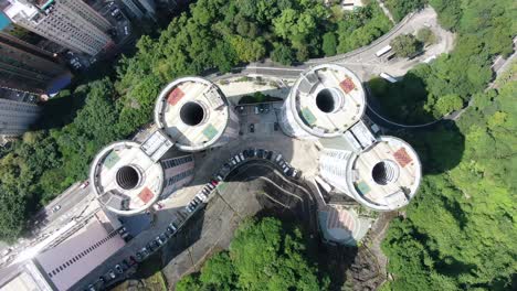 mega residential buildings in downtown hong kong, aerial view