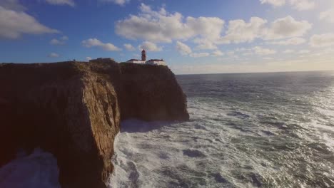 big waves at the most south western point of europe, cabo de são vicente and sagres in the algarve, portugal