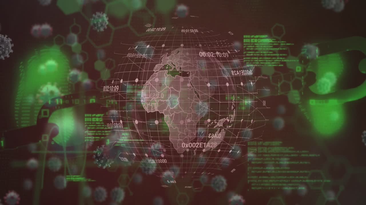 animación de datos científicos en todo el mundo sobre un fondo negro