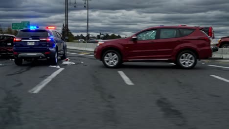 car accident on highway with emergency vehicles