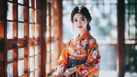 woman in traditional japanese kimono