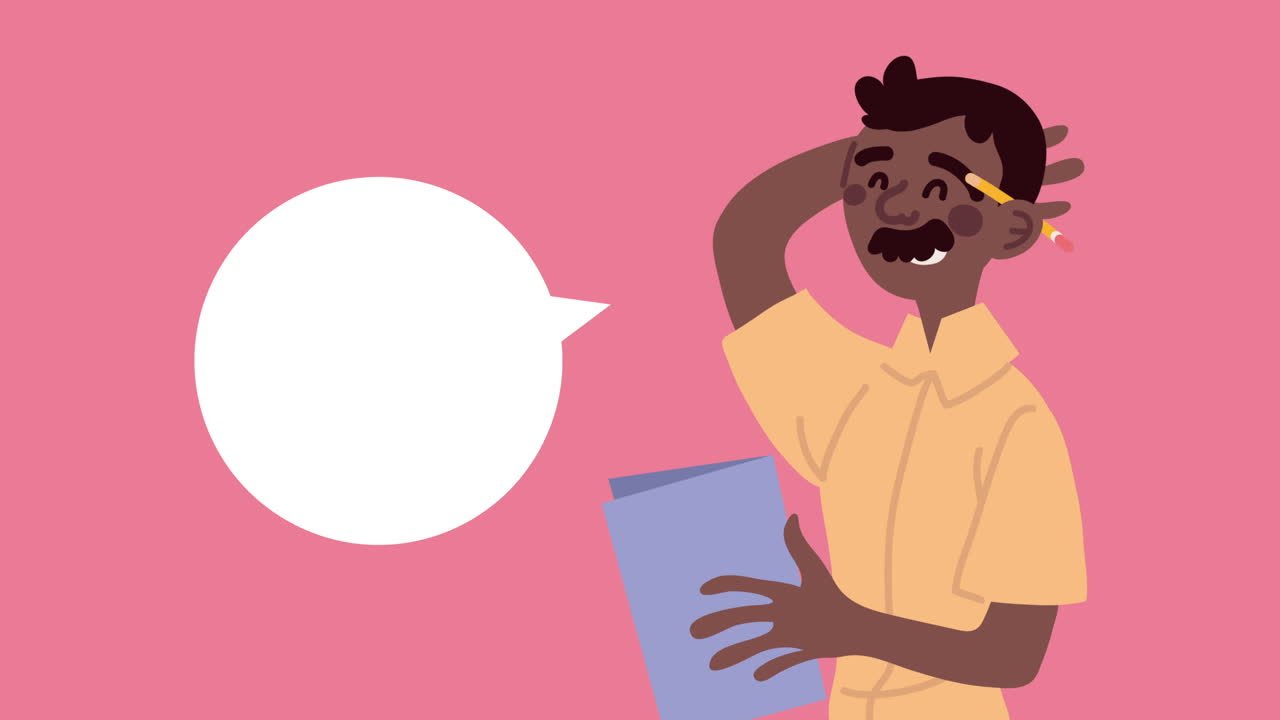 Man with Speech Bubble and Paper