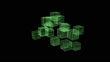 matriz de partículas abstractas de movimiento generadas digitalmente futurista entorno cibernético de simulación inteligente artificial analítica de big data, bucle con canal alfa para fondo digital