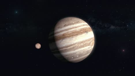 realistic animation of planet jupiter and its moons