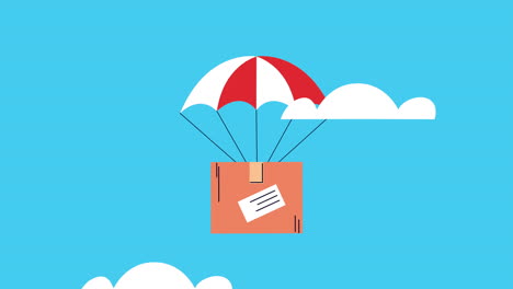 delivery service box and parachute animation