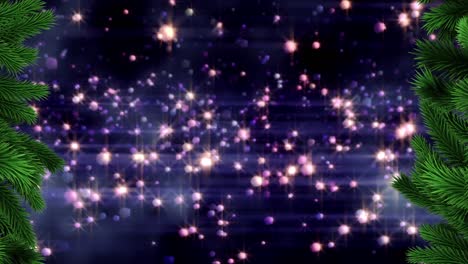 Animation-Des-Weihnachtstannenbaums-über-Sternen-Auf-Violettem-Hintergrund
