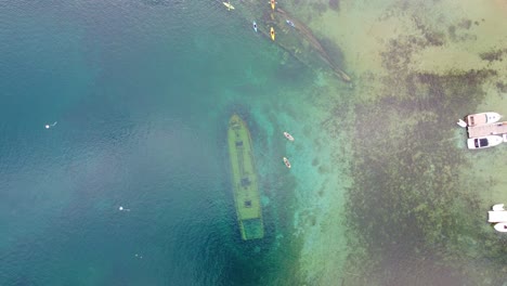 Sunken-ships-on-the-beautiful-rocky-coastline-of-Georgian-Bay,-Ontario,-Canada