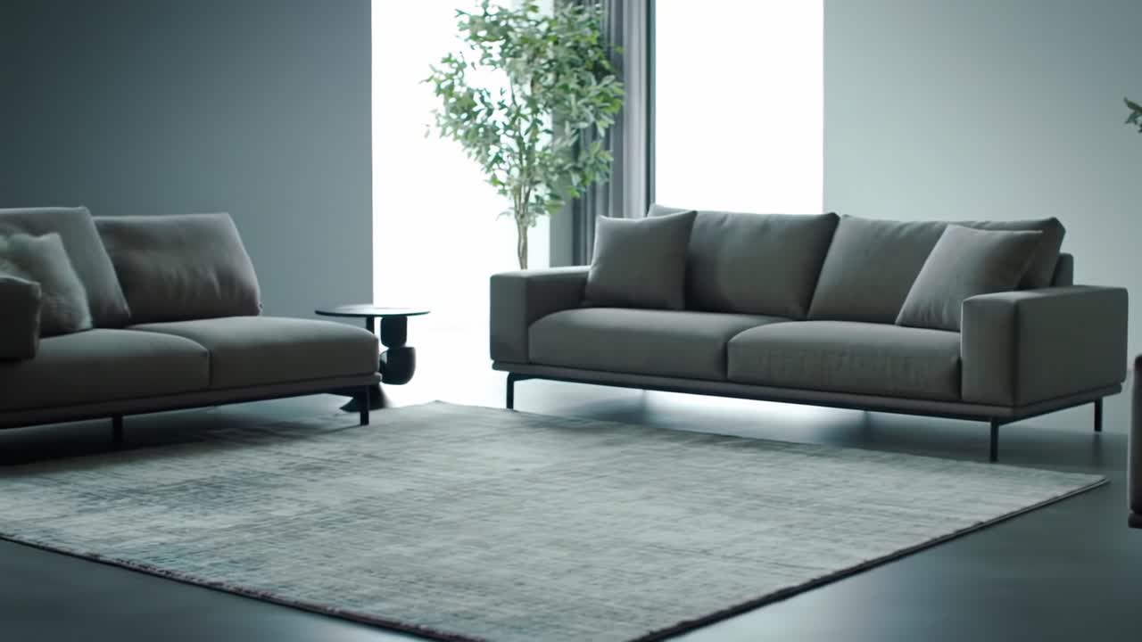 Contemporary Living Room Design Featuring Minimalist Furniture and Elegant Textiles in a Bright, Airy Space