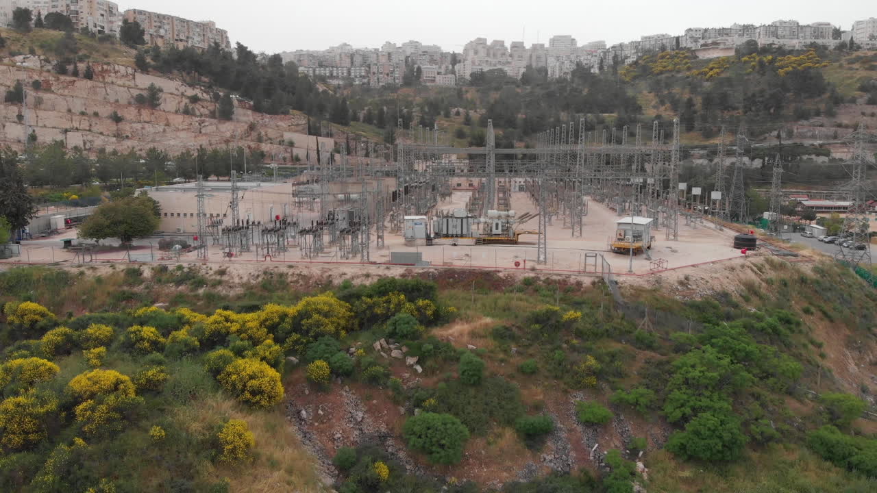 Flying over power station