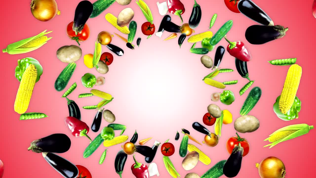 낙하하는 채소 배경, 알파 채널, 루프