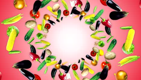 el fondo de las verduras que caen, con el canal alfa, bucle