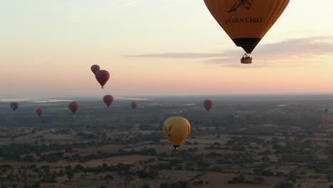 close up of hot air balloons over bagan