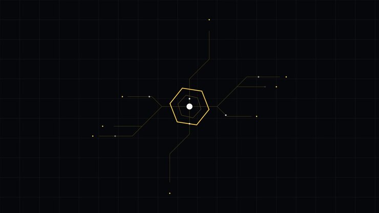 Abstract Digital Hexagon Interface Animation on Dark Grid Background