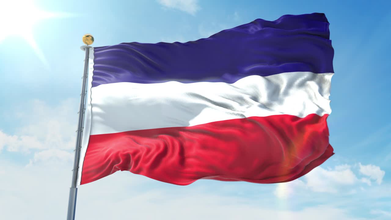 깊은 파란 하늘을 배경으로 바람에 흔들리는 알토스 발, 국가 테마, 국제 개념, 3d 렌더링, 원활한 루프