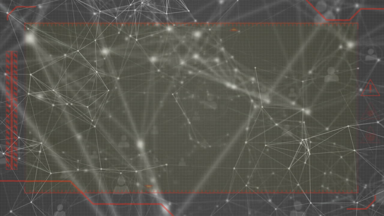 Animation of networks of connections over black background