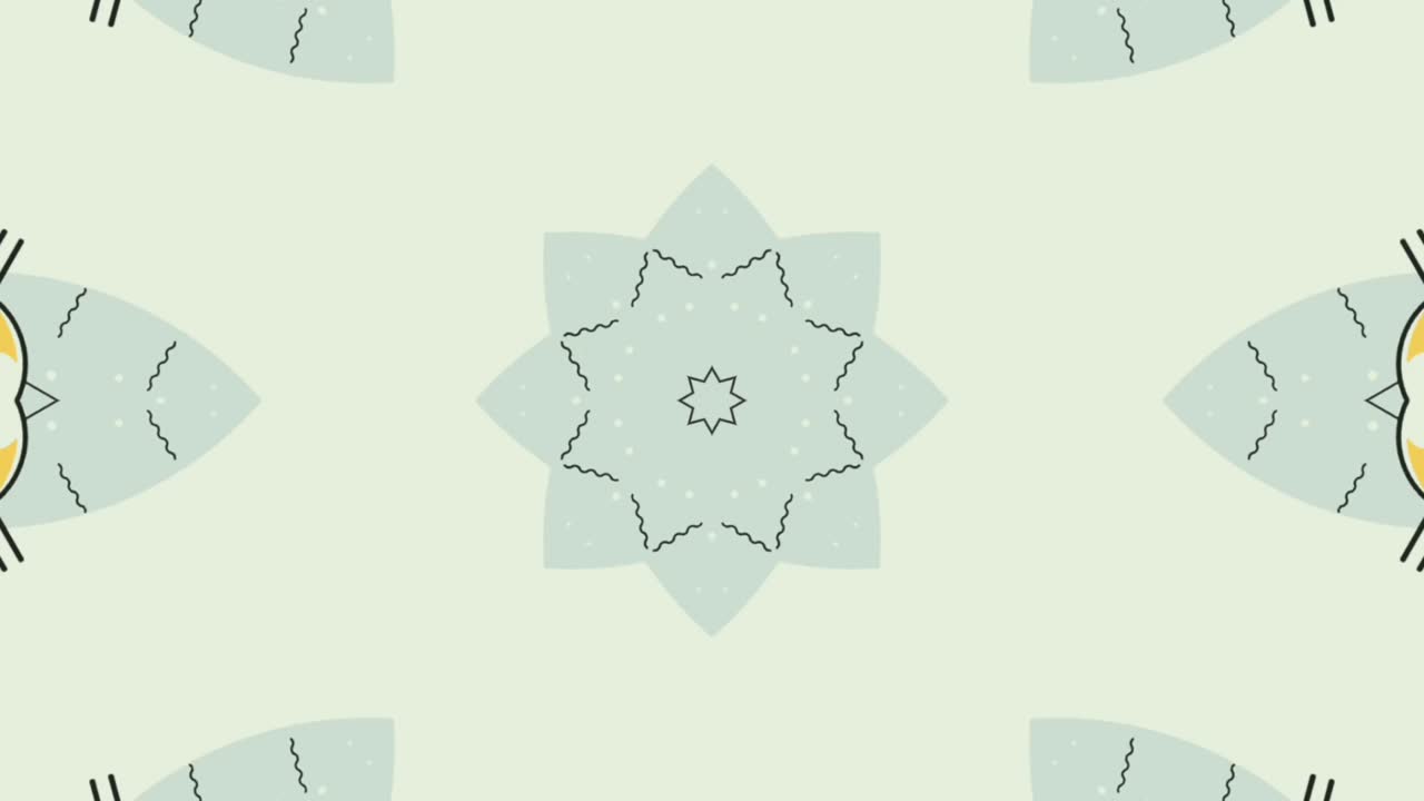 다양한 만다라 형태로 프레임 중심점에 나타나는 그래픽 디자인