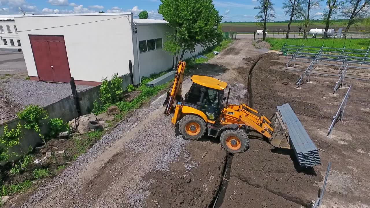 Machine at construction site. Heavy equipment vehicles at construction site