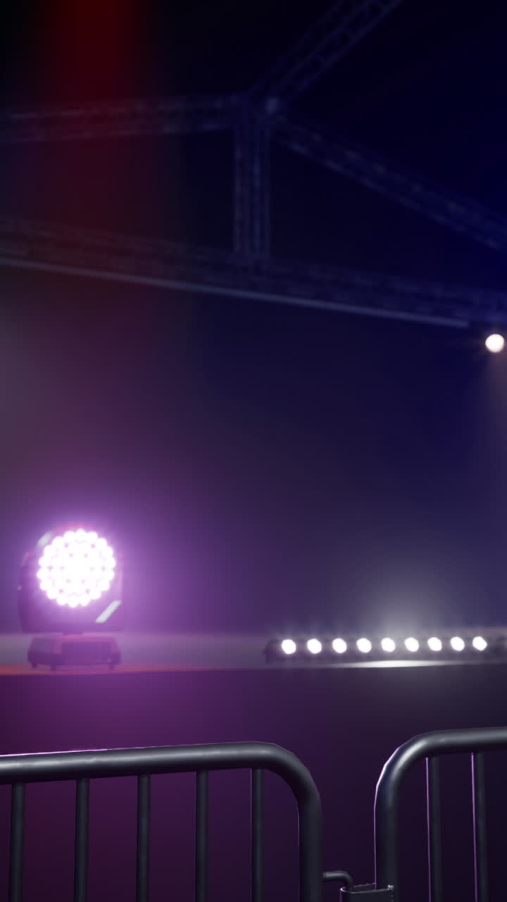 Lighting setup for a performance stage with colorful illumination effects