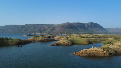 stunning aerial drone shot of karamchat dam, capturing the vastness of the dam and surrounding landscapes.