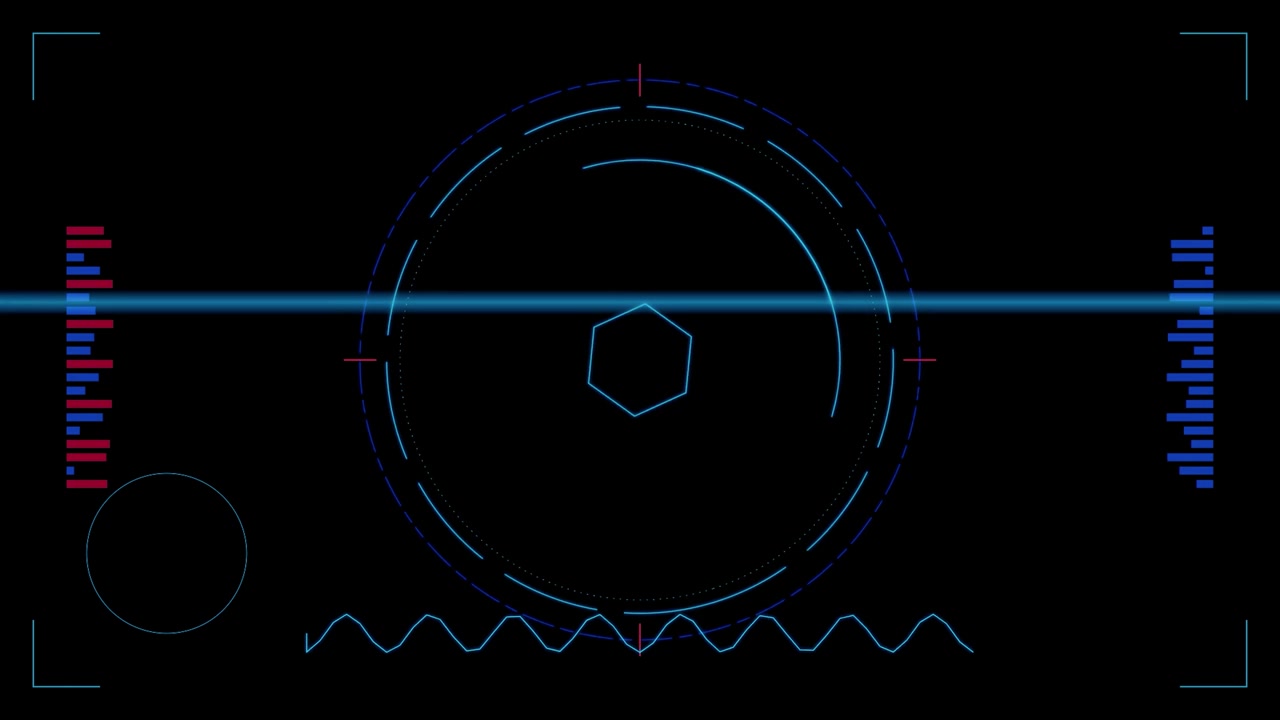 Futuristic Digital HUD Interface with Scanning Laser Effect