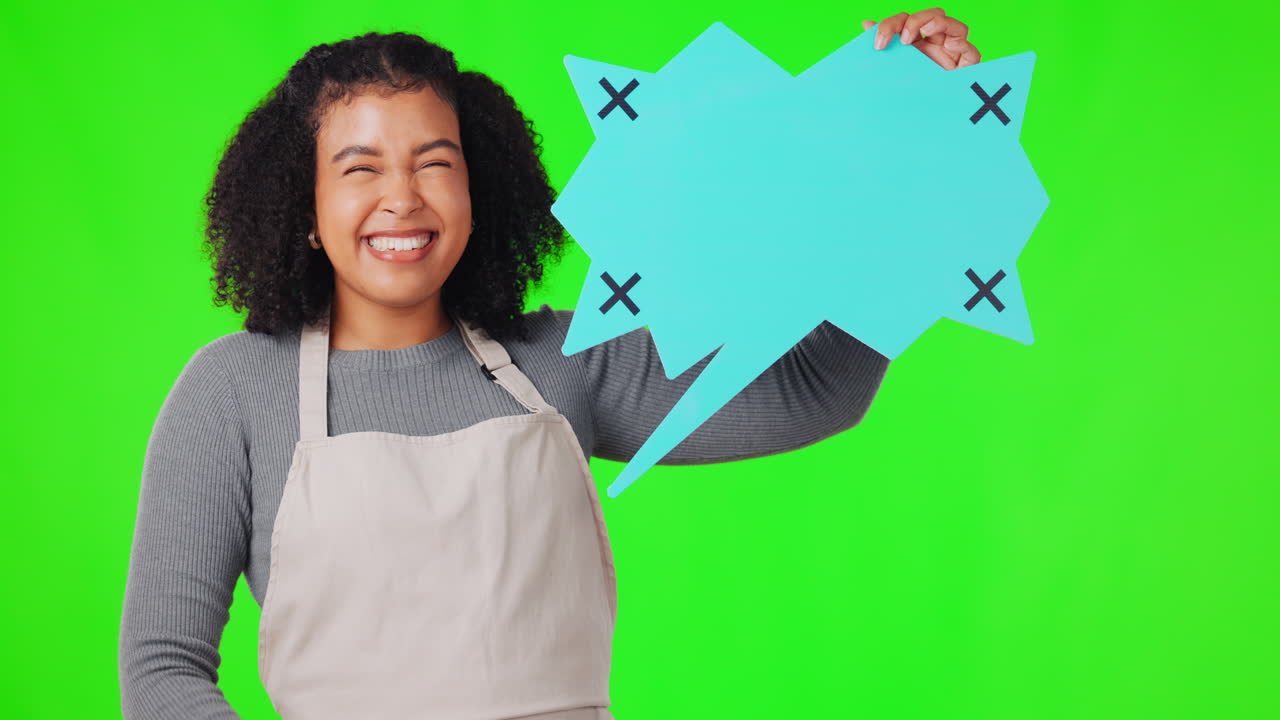 mujer feliz, burbuja de habla